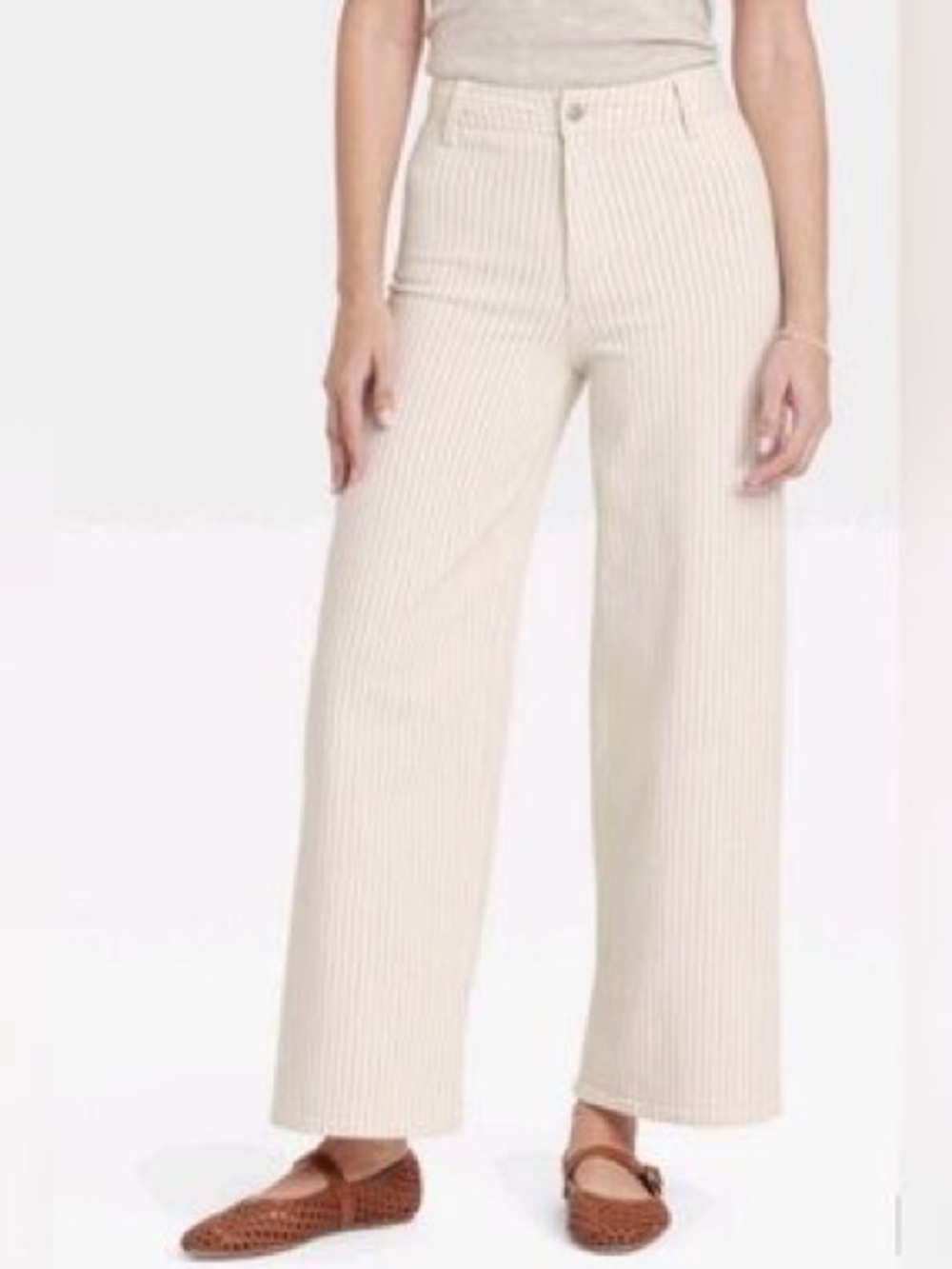 Universal Thread Cream Pinstripe Sailor High Rise Wide Leg Pants - Picture 4 of 4